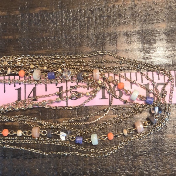 Loft Gold Tone Multi Strand Necklace & Earrings With Earth Tone Beads - Picture 12 of 13